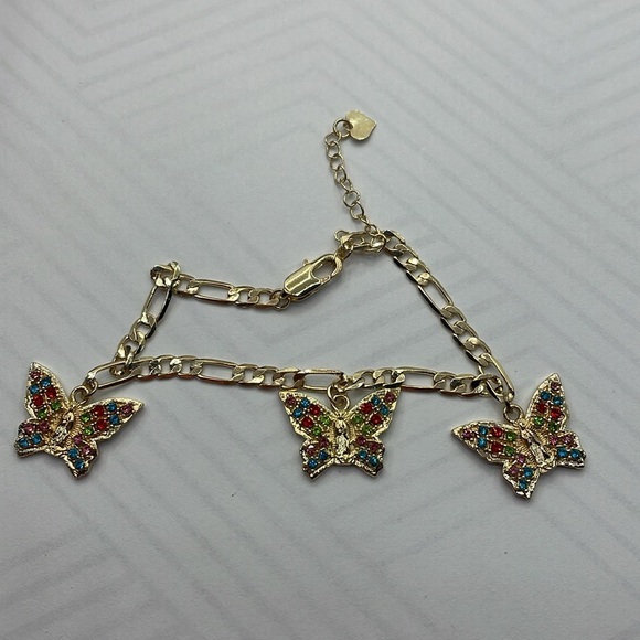 14K Gold Plated Virgin of Guadalupe butterfly bracelet with colored rhinestones - Picture 11 of 11